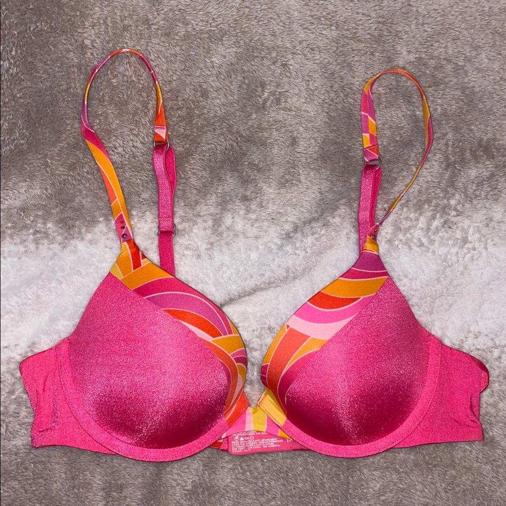 Victoria's Secret Pink & Orange Push-Up Bra